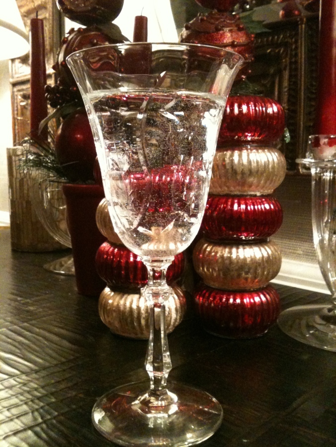 Crystal goblet at Christmas