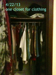 clothes hanging in closet