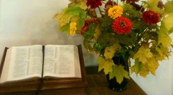 Vase of flowers and bible