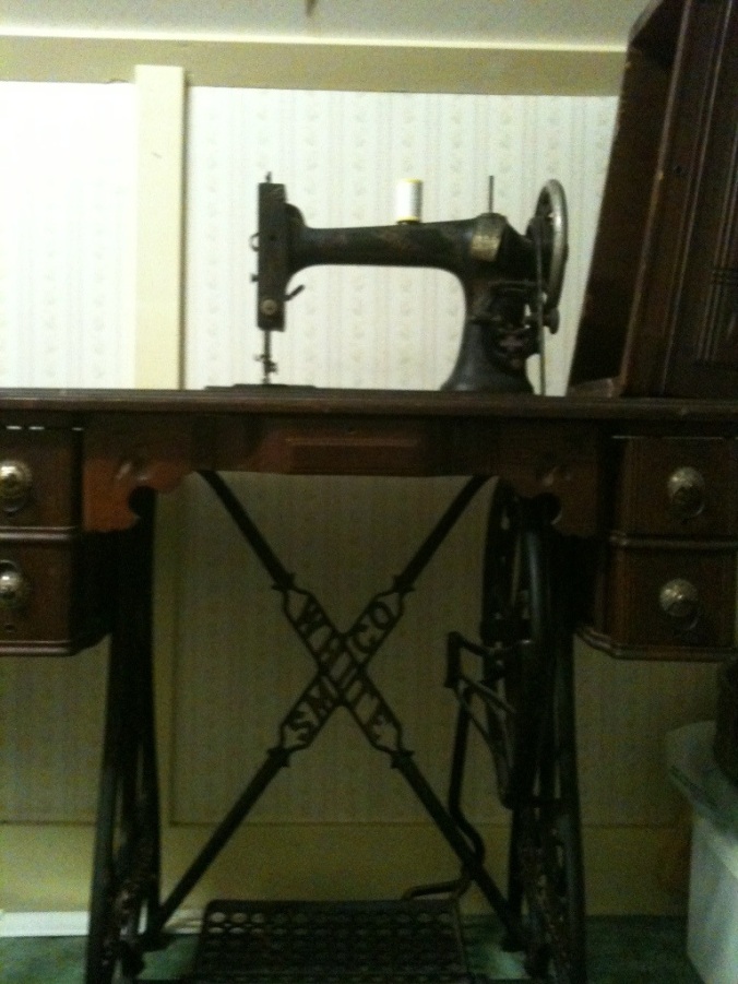 White treadle sewing machine, ca 1890.
