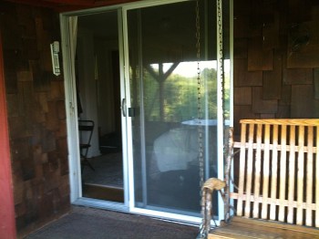 Sliding glass doors on to porch